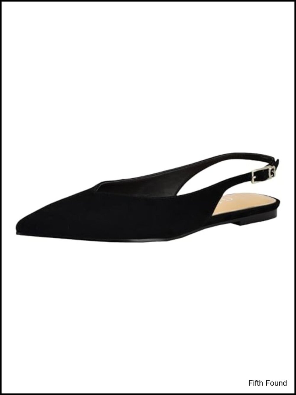 Pointed Toe Slingback Flats Suede Buckle Comfort Footbed Dress Shoes